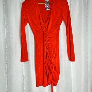 New neon orange boohoo dress